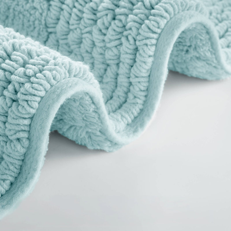 Tapis pour salle de bain réversible 100 x 100% coton touffeté 3000 g / m² 24 po x 60 po Splendor, L 24 po x L 60 po, Bleu