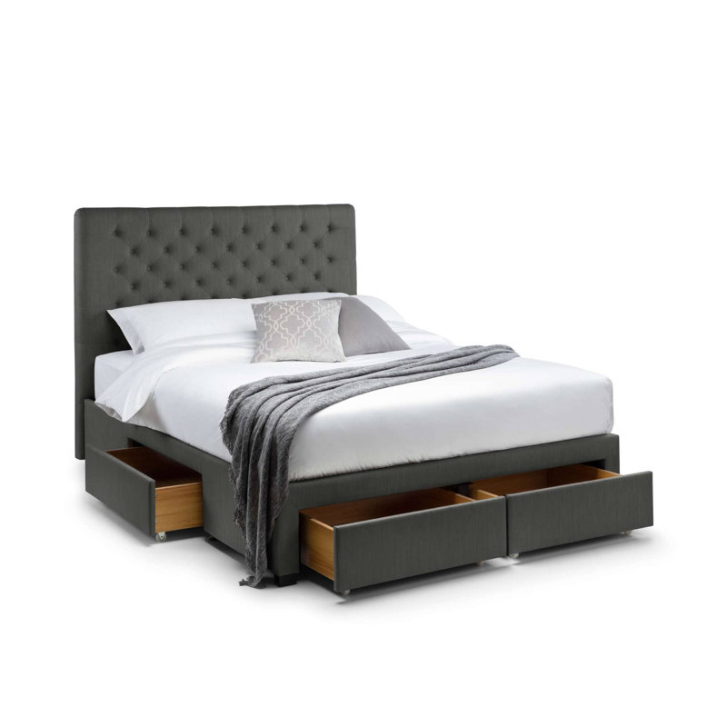 Klimas Upholstered Bed, Double (4'6), Grey