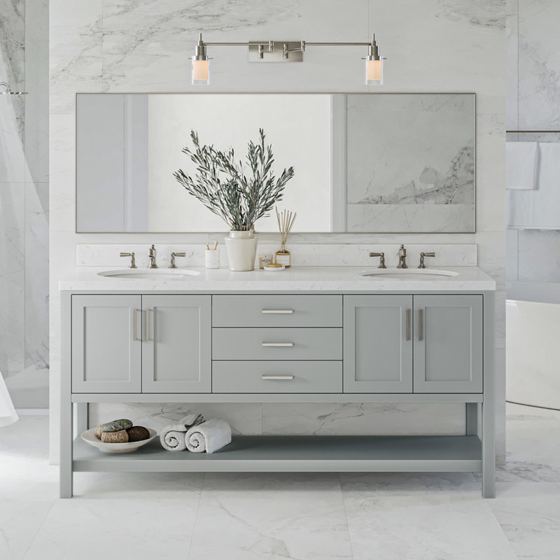 ARIEL Magnolia 72 Double Bathroom Vanity with Top, Gray, Oval