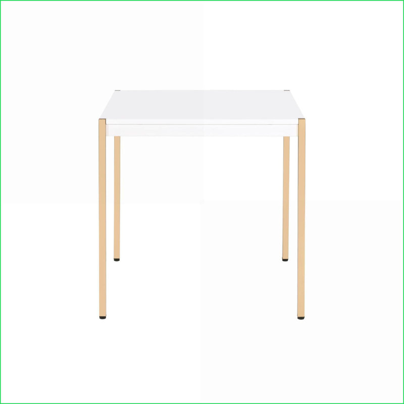 Blanc et blanc Table basse dorée moderne pour le salon Glam - Pieds tubulaires en métal, polyvalents et amp; Assemblage facile