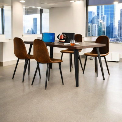 Conference Set Of 5,1 Table And 4 Chairs For Small Conference Room Meeting Table With 4 Suede Chairs For Office Reception Cafeteria Chat Room, Brown