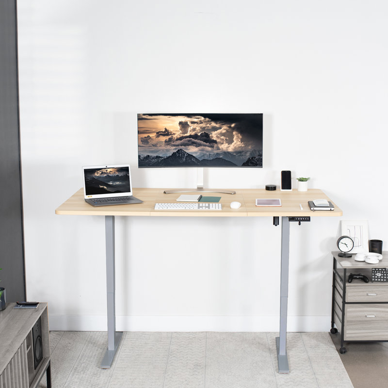 VIVO Single Motor Electric Desk with Push Button Memory Controller, 48.5" H x 71" W x 36" D, Black/Black