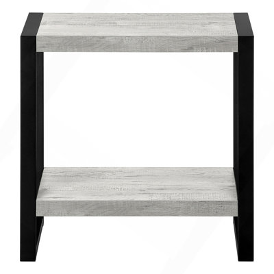 Table d'appoint, côté, bout, table de chevet, lampe, salon, chambre à coucher, stratifié gris, métal noir, industriel