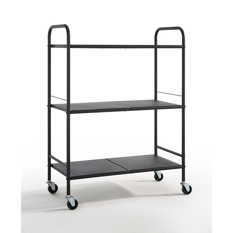 33.27'' H Utility Cart with Wheels, Black, 33.27" H x 24.29" W x 11.81" D