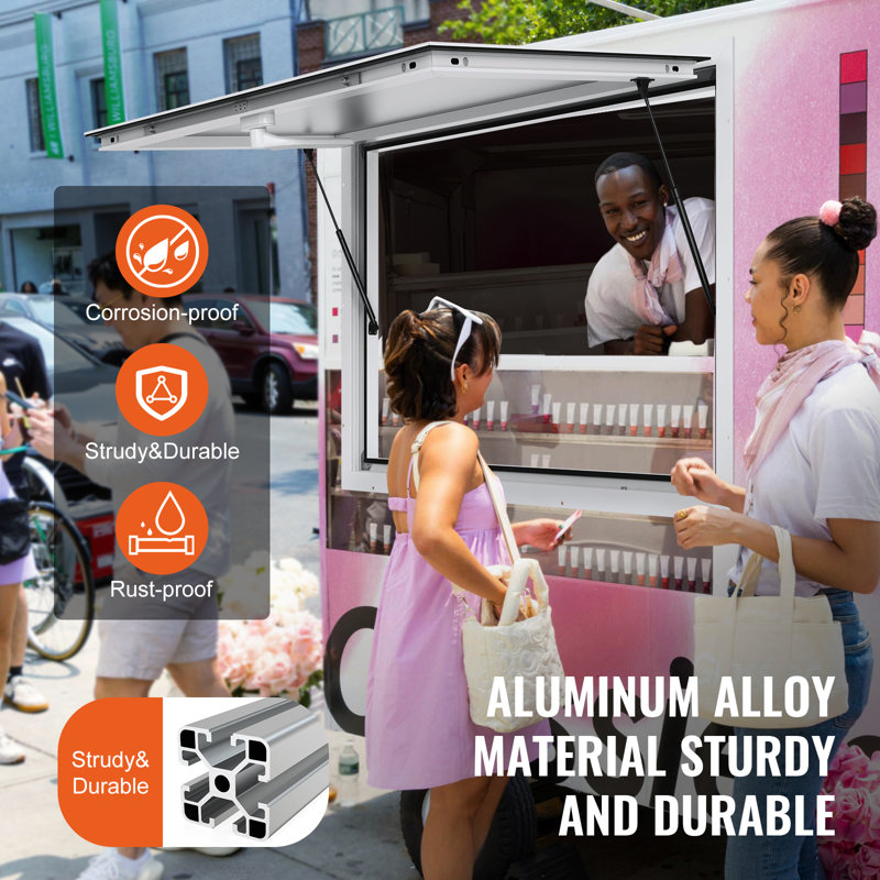 Concession Stand Serving Window Food Truck Service Awning W/ Screens 48L x 30W