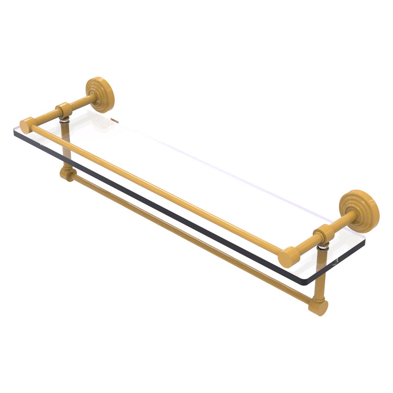 Tablette en verre avec barre à serviettes, H 5 po x l 22 po x P 5 po, Vert écume de mer