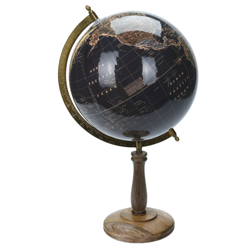 Wood Tabletop Globe, Slate Grey