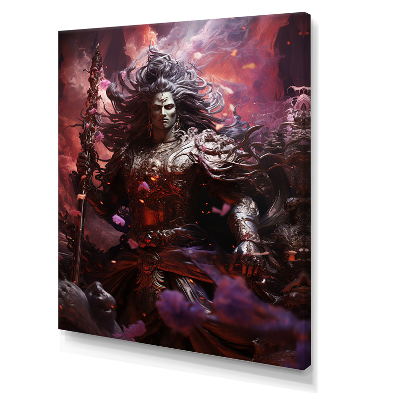 Hindouisme Mahabharatas majestueux dieu magenta - impression, Toile tendue, H 44 po x l 34 po x P 1,5 po