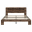 Lit de rangement minimaliste en bois avec tête de lit à DEL et USB-227799196