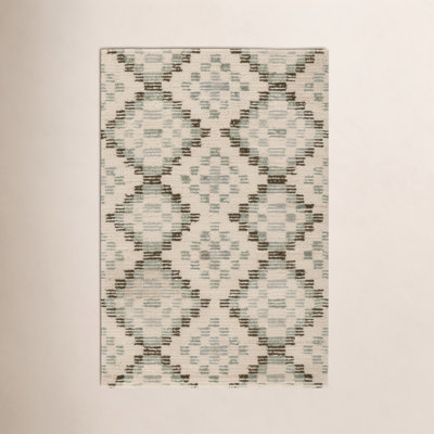 Diamond Cove Green Hand-Tufted Wool Geometric Rug