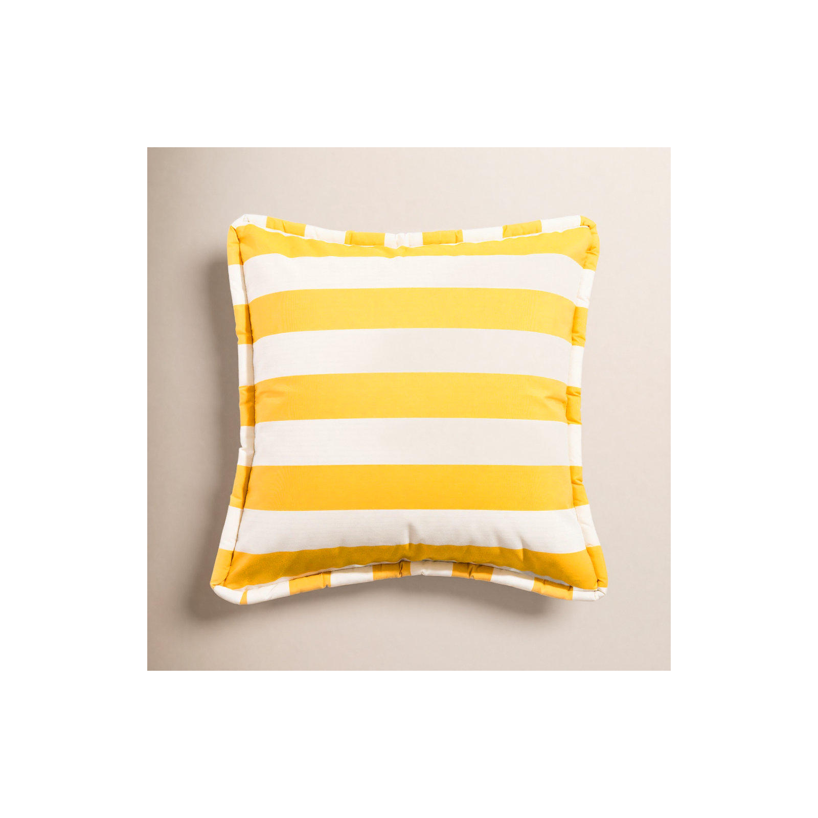 Devi Outdoor Pillow Cover & Insert, Yellow Striped, 18" H x 18" W