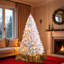 Arbre de Noël artificiel pré-éclairé avec base en métal, 800 branches, 300 lumières DEL et 11 modes d'éclairage Sliver