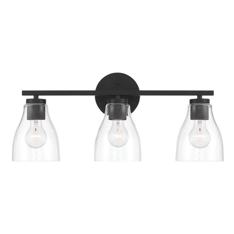 Dimmable Vanity Light, Matte Black, 3 Lights, 10" H x 22" W x 6.5" D