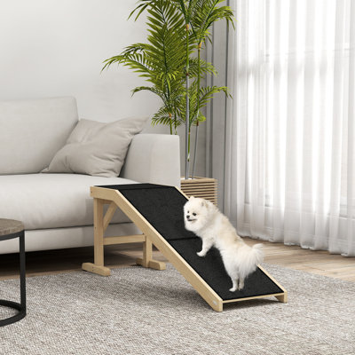 Pet Ramp Bed Steps for Dogs Cats, Natural Wood