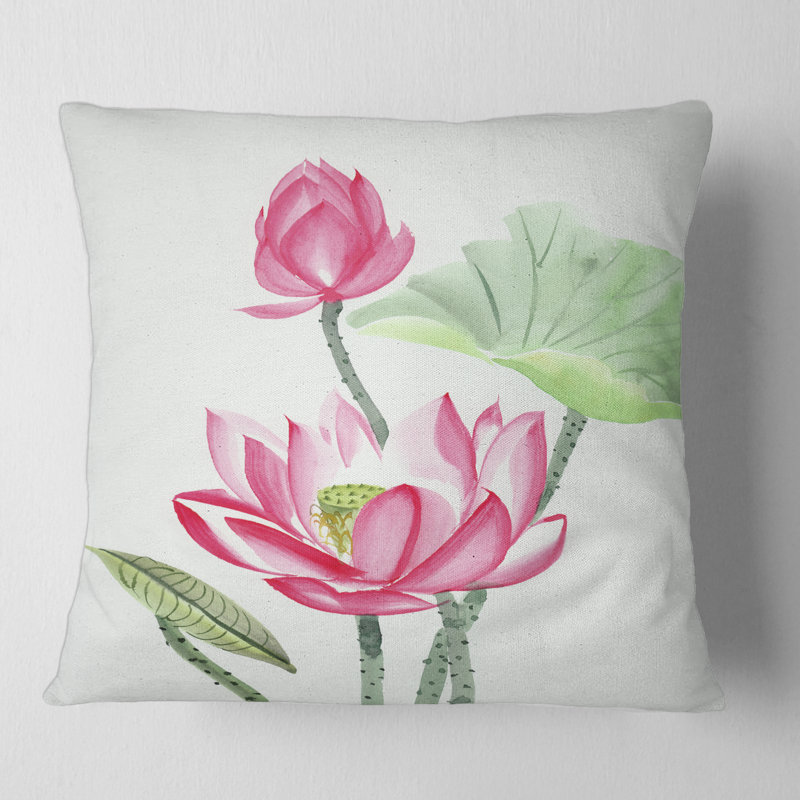 Housse de coussin carré et fleur de lotus, 18" x 18"