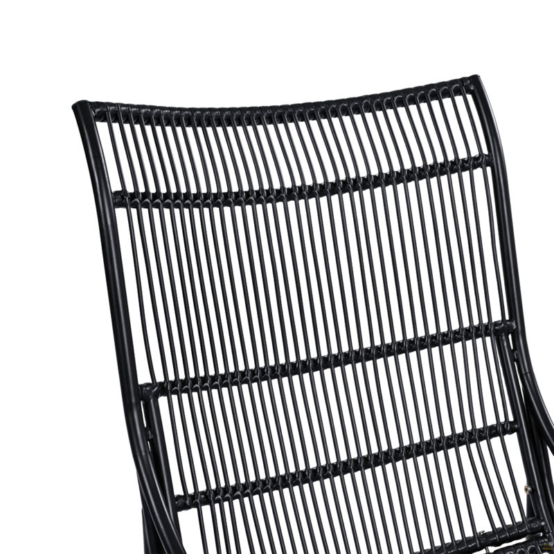 3 Pieces Wicker Outdoor Patio Furniture Set With Lounge Chair, Black