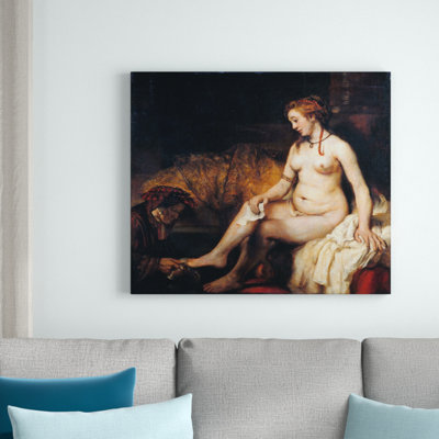 Danae Woman by Rembrandt - Wrapped Canvas Print