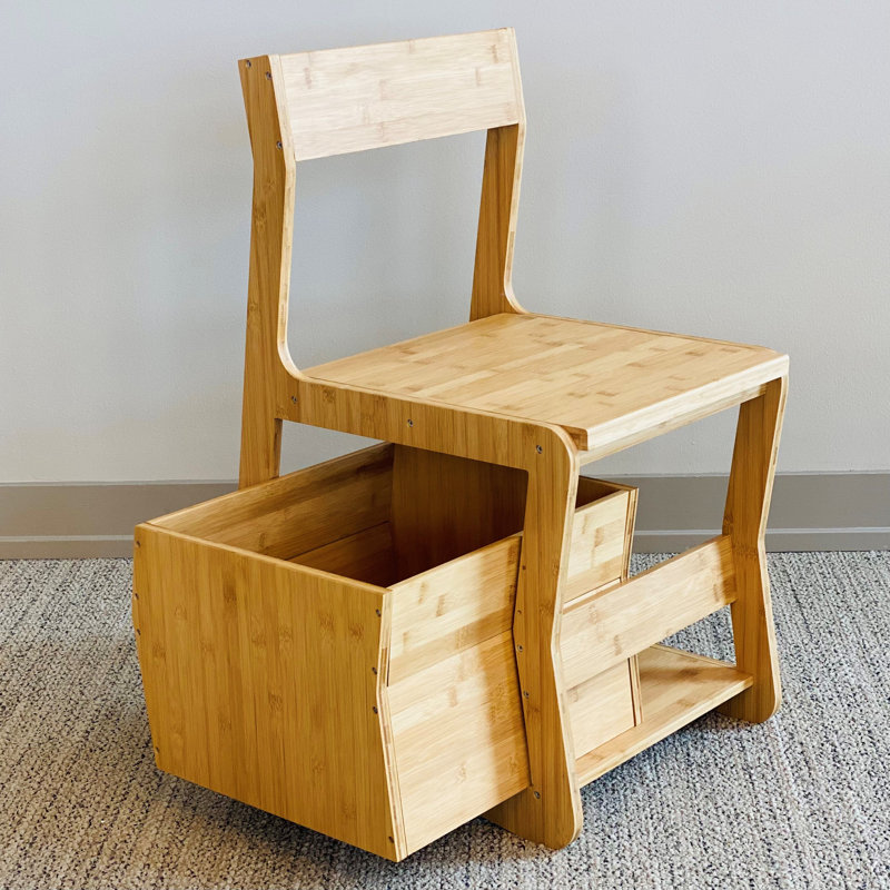 La chaise de rangement en bambou TYL avec boîte de rangement incluse