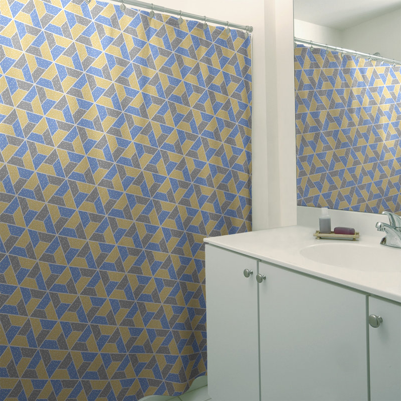 Rideau simple à deux trapézoïdes, Bleu / jaune / gris