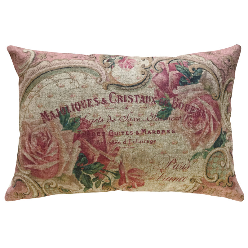  French Roses Linen Throw Pillow