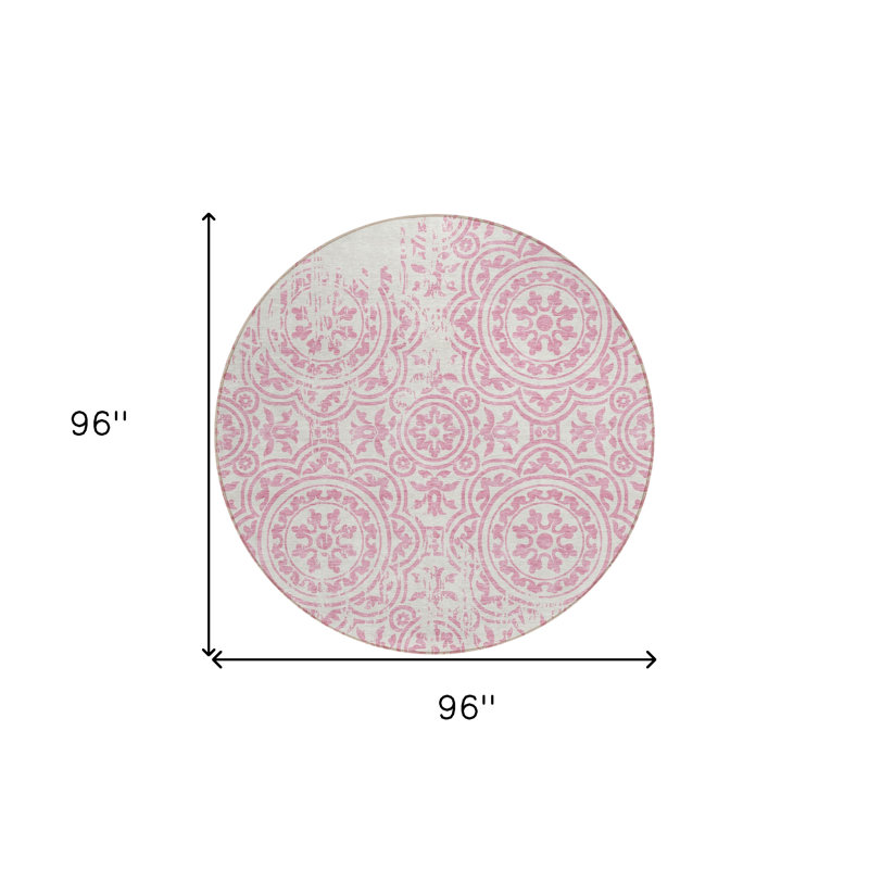 Tapis ivoire rond intérieur lavable 8 'Medallion