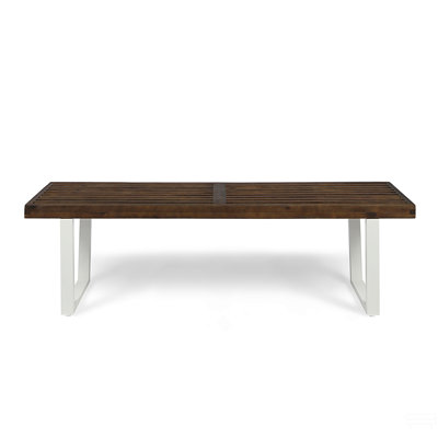 Dining Bench, Acacia Wood With Iron Legs, Modern, Contemporary