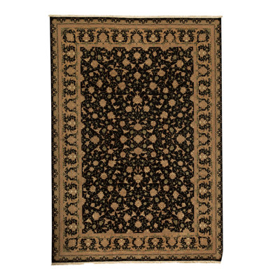Hand-Knotted High-Quality Black Area Rug