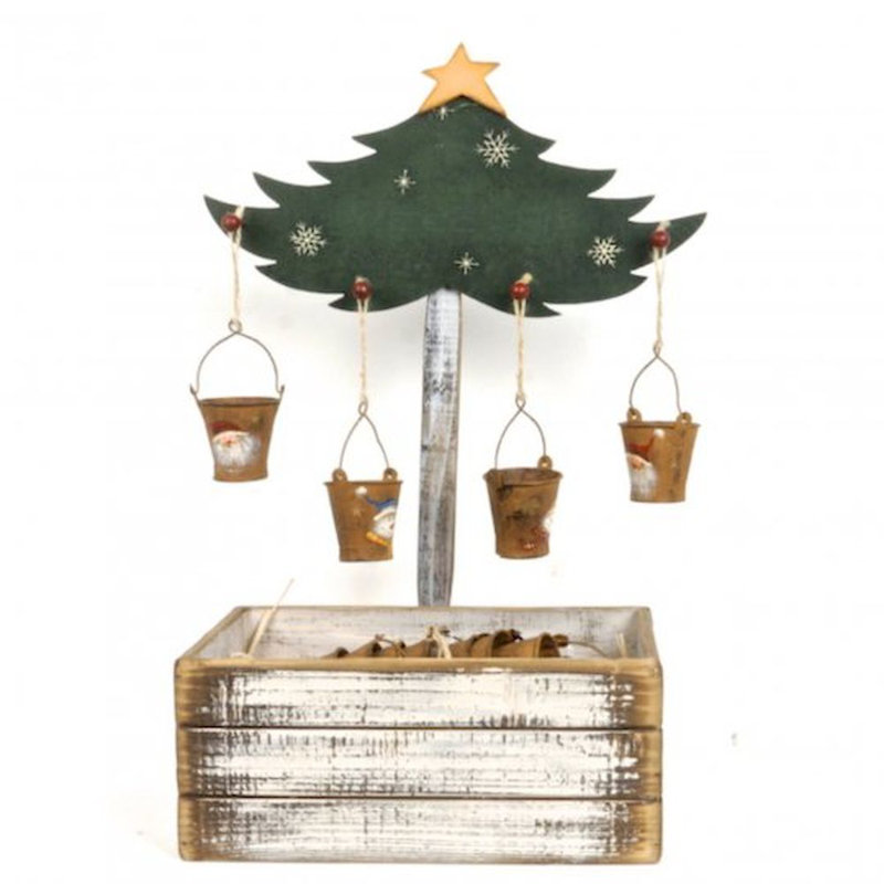 Artificial Tree Stand with 24 Rustic Buckets