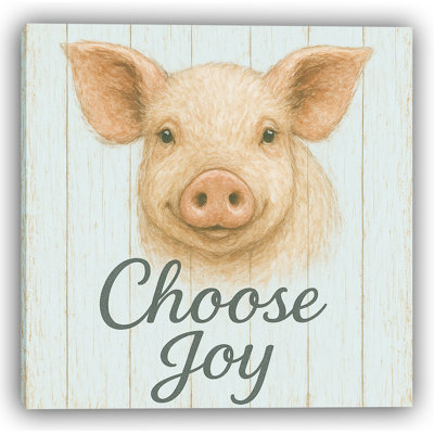 Choose Joy - Pig Farmhouse Canvas Wall Art