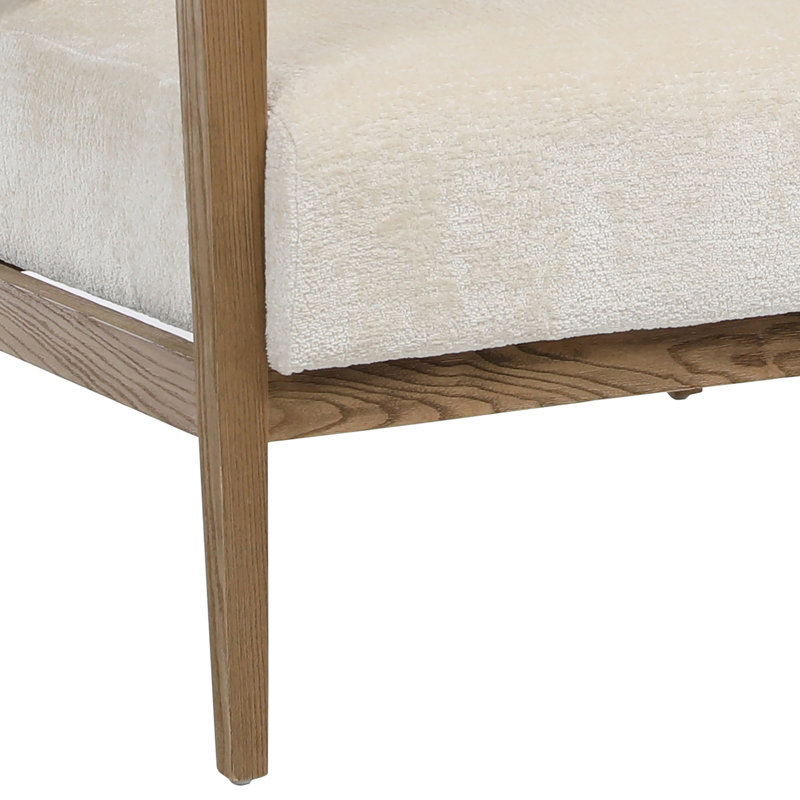 Branson Rubberwood and Poly Upholstered Armchair, Beige Velvet