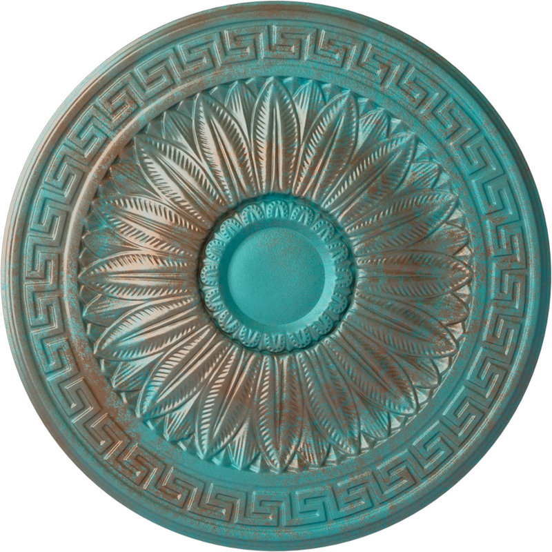 Endurathane Randee Ceiling Medallion, 20"OD x 1 3/8"P (Fits Canopies up to 3 7/8"), Hand-Painted Copper Green Patina Finish