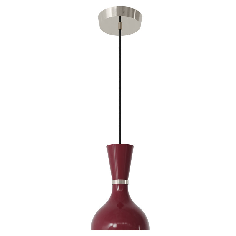 Luminaire suspendu en forme de cloche à 1 lumière Clare, Prune confite, Nickel poli