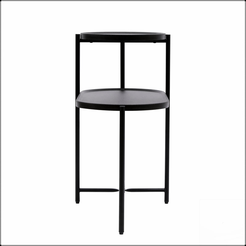 Table basse ronde avec plateau de rangement, conception à 2 niveaux pour le salon, espace généreux et finition en bois élégante