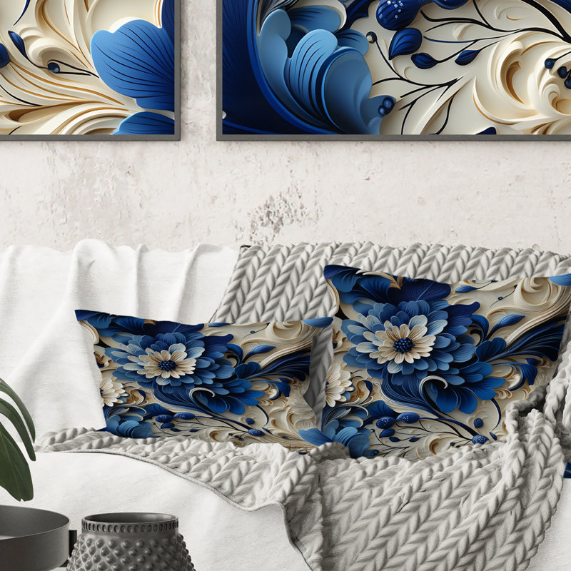 Motif victorien à volutes bleues - motif floral II