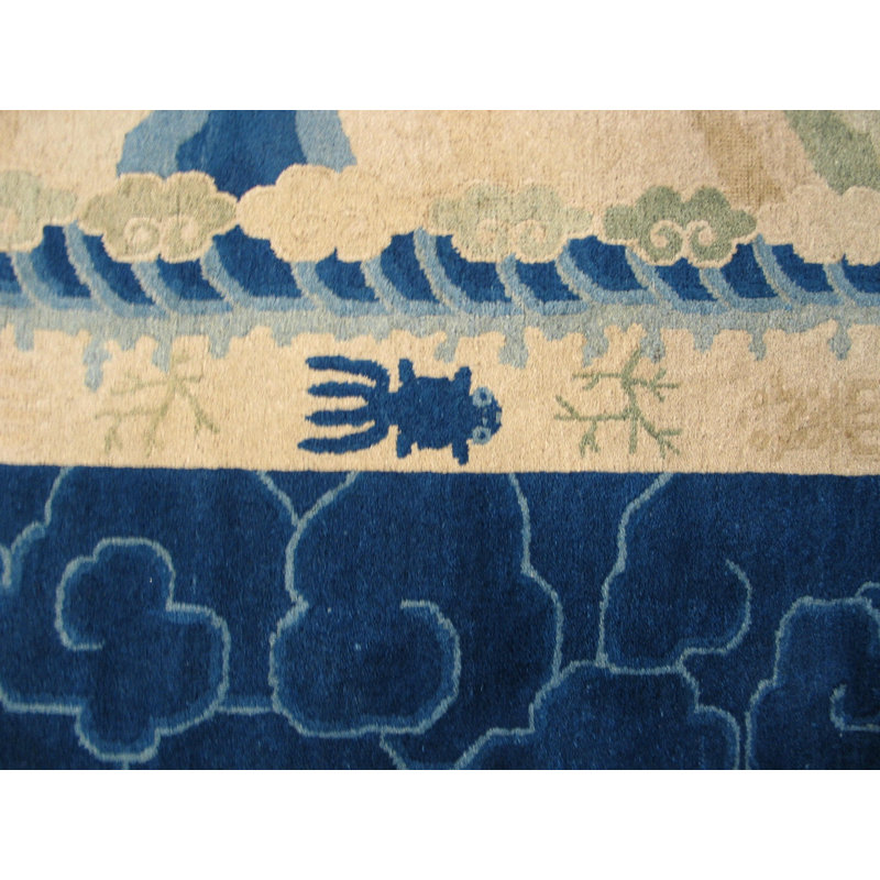 Antique Large Peking Chinese Allover Knotted Rug
