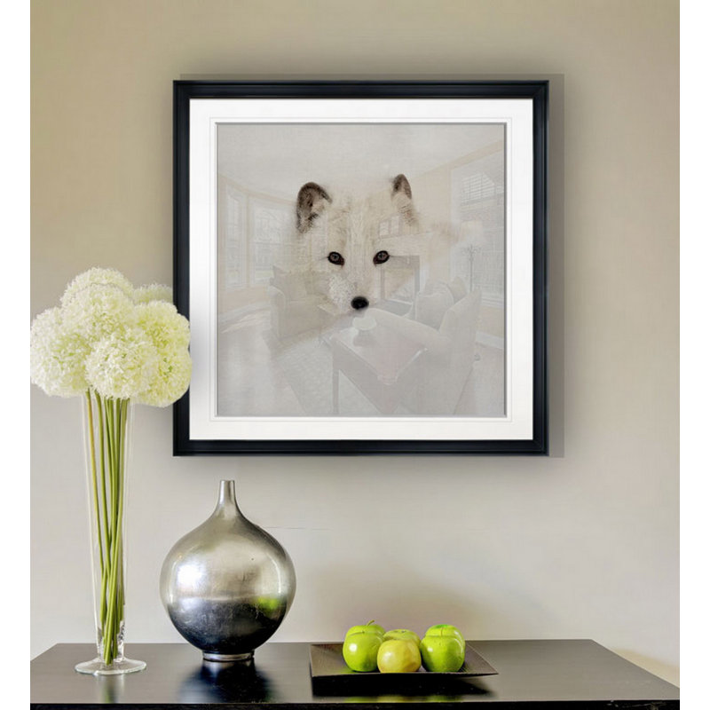 «Arctic Fox», reproduction de photo, H 30,5 po x l 30,5 po x P 1,5 po, Cadre plastique noir