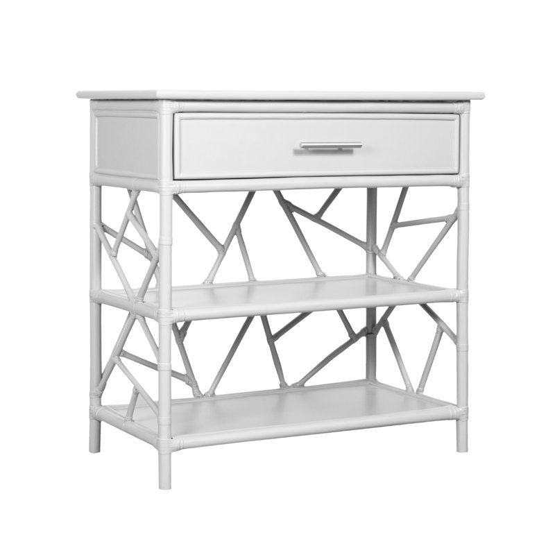 End Table with Storage, White