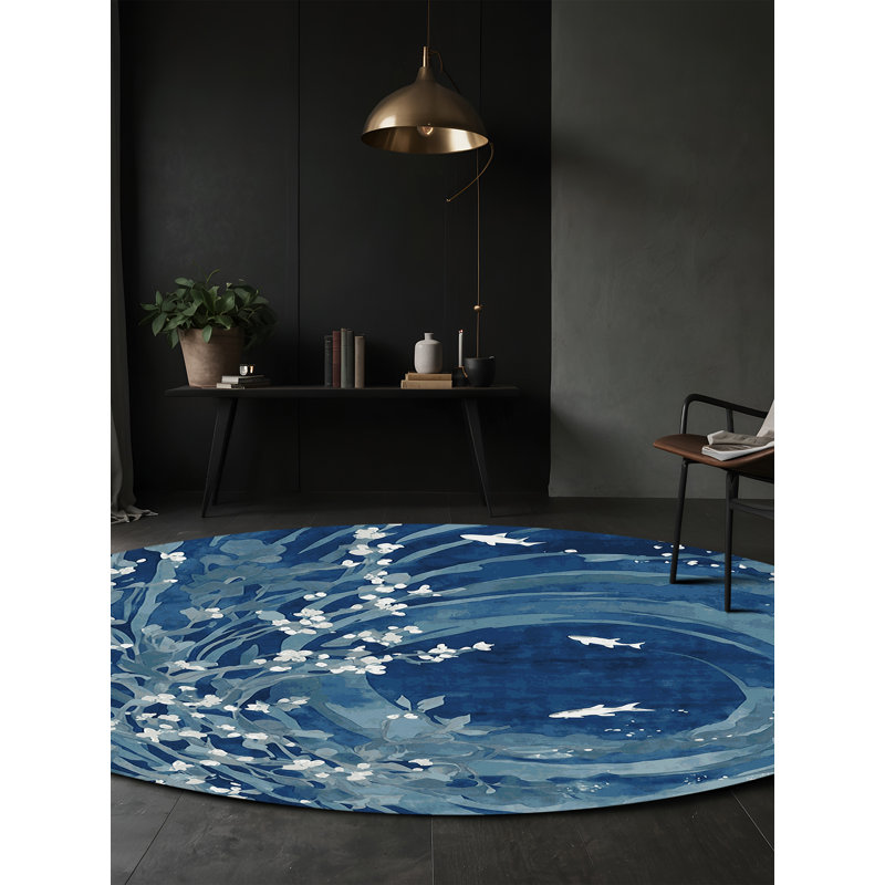 Machine Washable Gray Area Rug, Round 7'