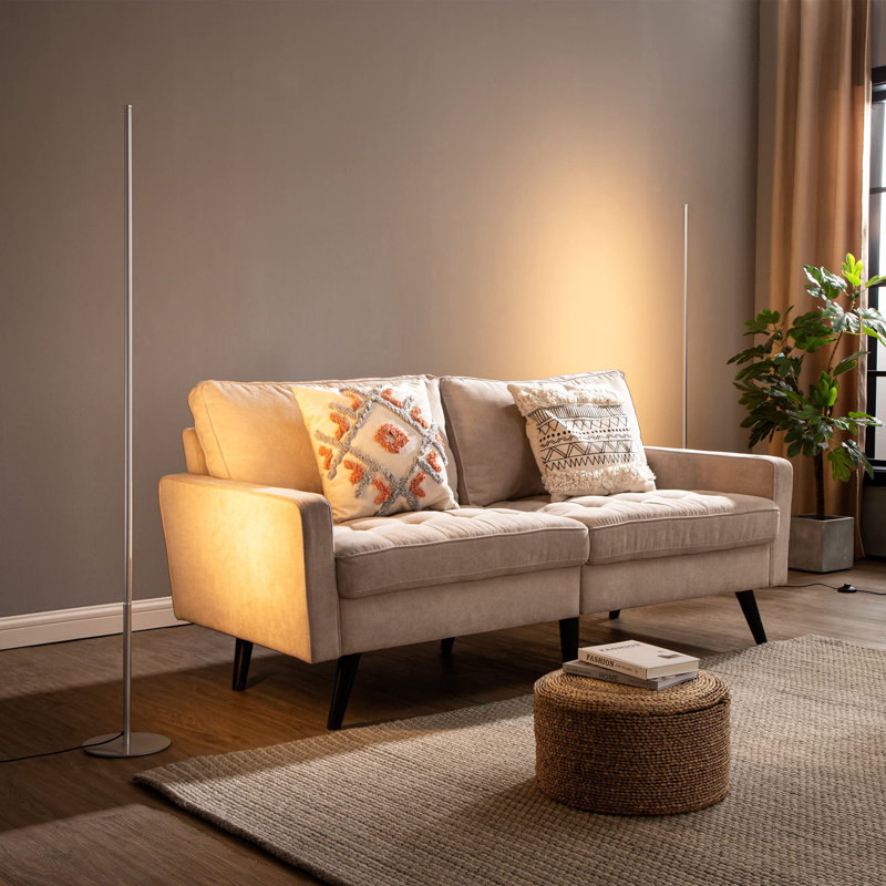 2 Pack 147cm Modern LED Floor Lamp, Silver
