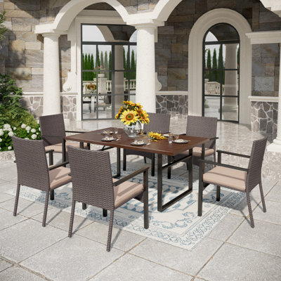 Leonard 6 - Person Patio Dining Set with Rectangular Table , Cushions Included