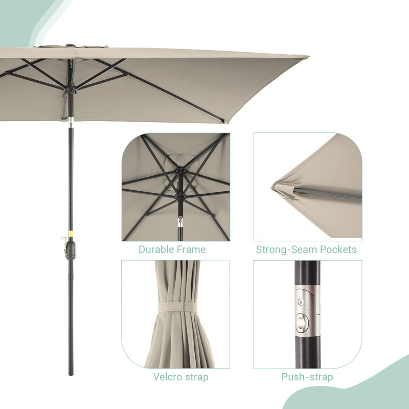 Parasol de marché rectangulaire 9 pi x 6 pi Rosanne, Sable