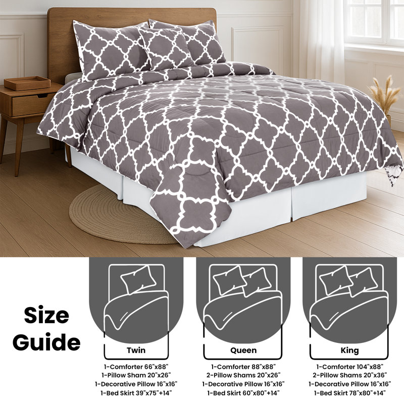  Ensemble d'édredon réversible en duvet synthétique 5 pièces, Édredon grand, 2 taies décoratives et 2 coussins