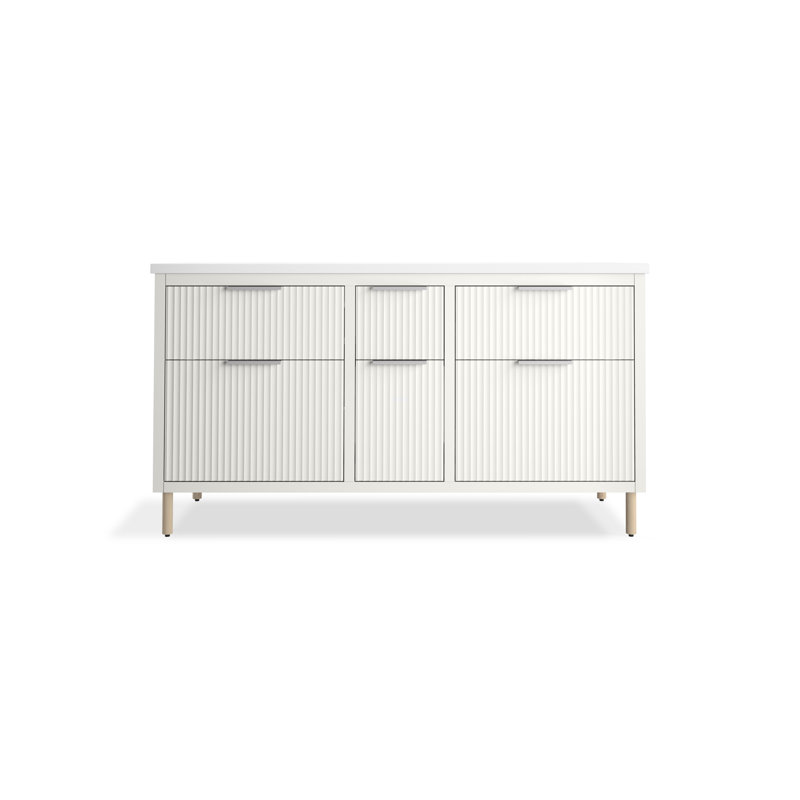 Spacity 60 In. Wall-Hung Bathroom Vanity Cabinet With Sinks And Quartz Top, White
