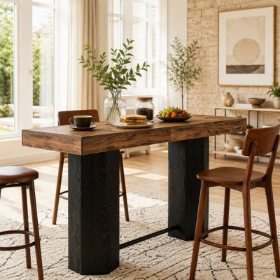 71" Industrial Bar Table with Hexagonal Base