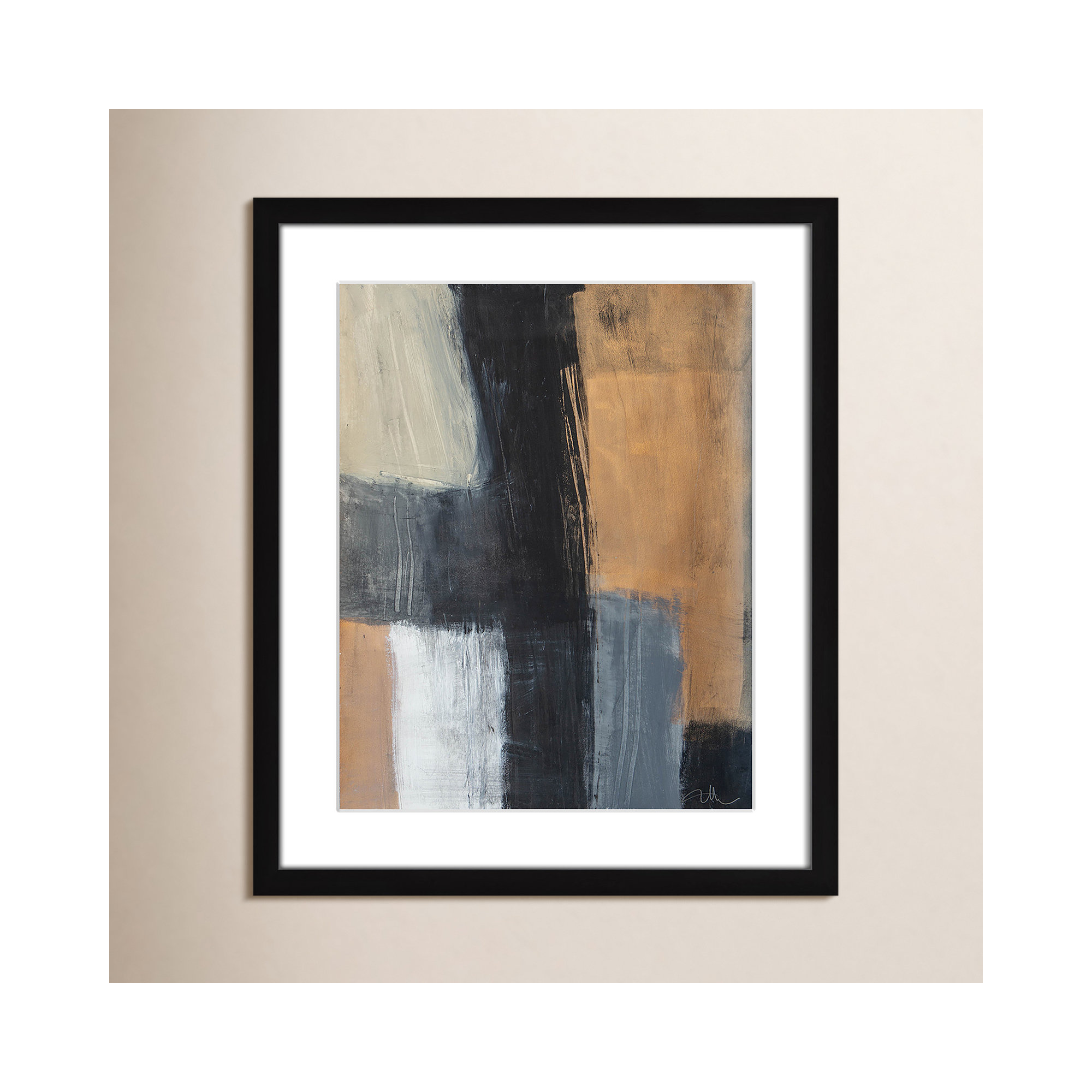 Metallic Slate II by Casa Fine Arts, 19" H x 16" W x 1.25" D, Black Matted Picture Framed