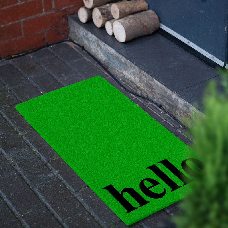 Arnitha Non-Slip Outdoor Doormat, Rectangle 2' x 3', Green/Black