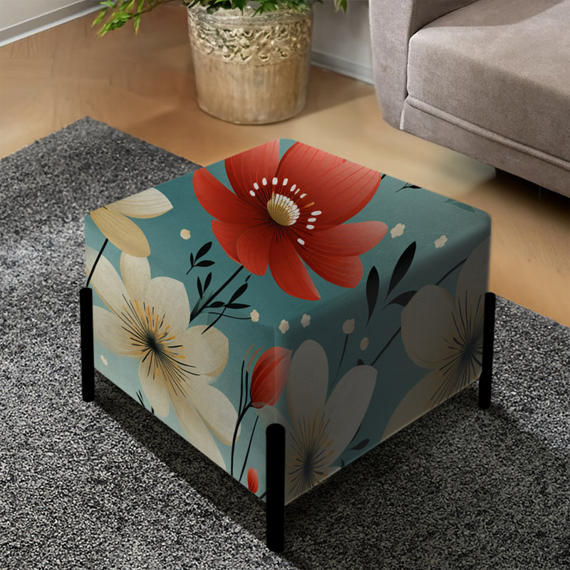 Red Coastal Harmony Floral Motif I - repose-pieds carré floral