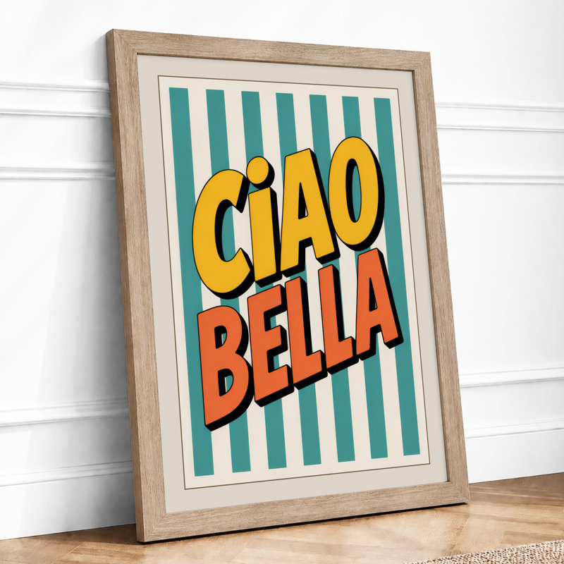 Ciao Bella Retro - Framed Print, Oak, A4 - 29.7 x 21.0 cm