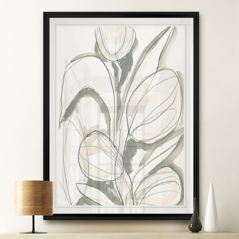 «Neutral Tropical II», reproduction sur toile, H 18,5 po x l 24,5 po x P 1,5 po, Cadre noir