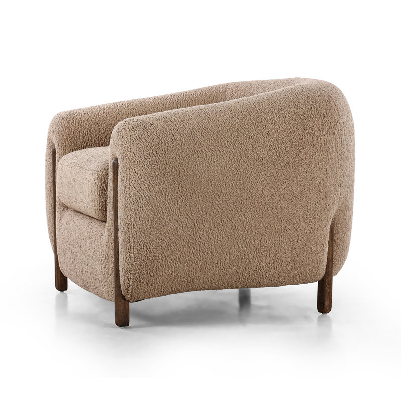 Lyla 38" W Polyester Blend Barrel Chair, Sheepskin Camel Sherpa
